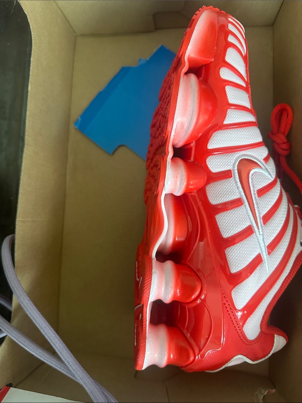 Nike Shox TL GSRed and White Athletic Sneakers